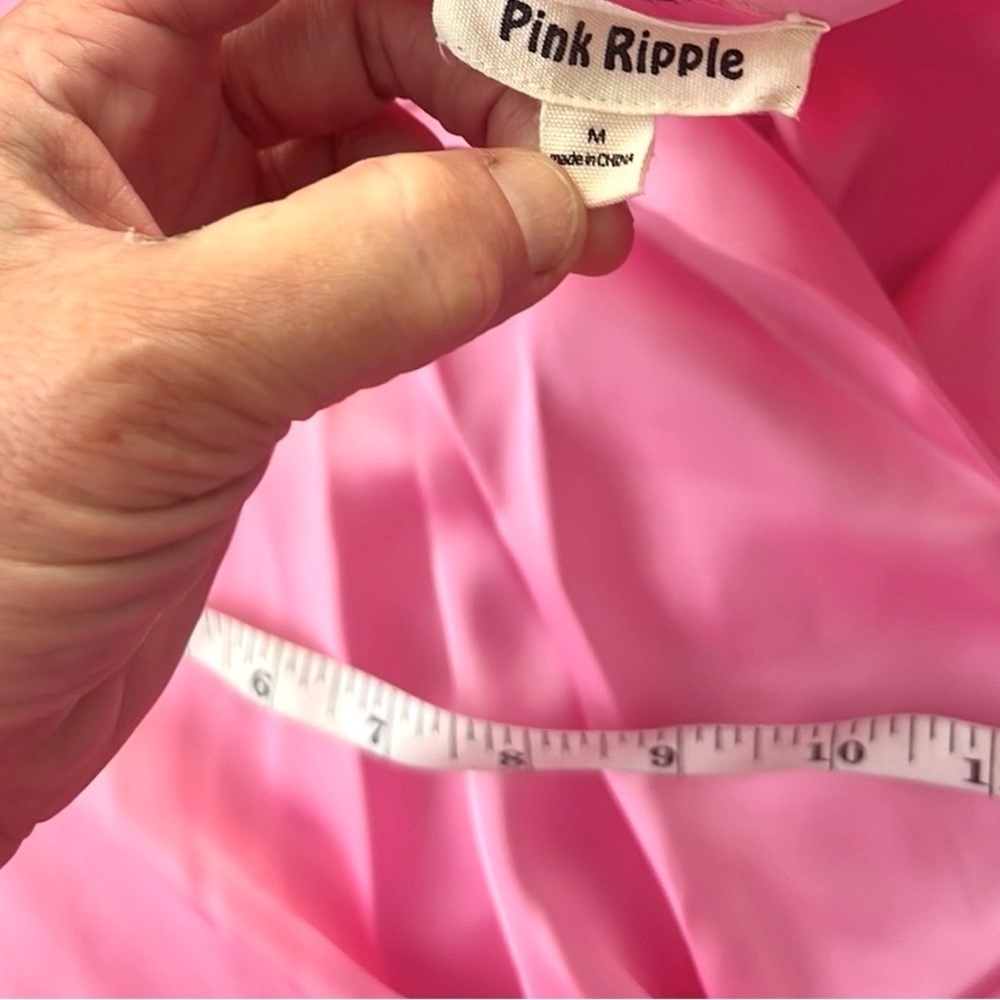 Pink Ripple,Vibrant,Stunner Pink Cross Chest Dress,SideZipper,Grand Lapel,Size M - Picture 8 of 12